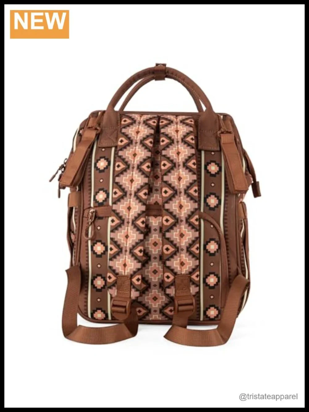 Aztec Backpack Diaper Bag with Stroller Strap and Insulated Pockets